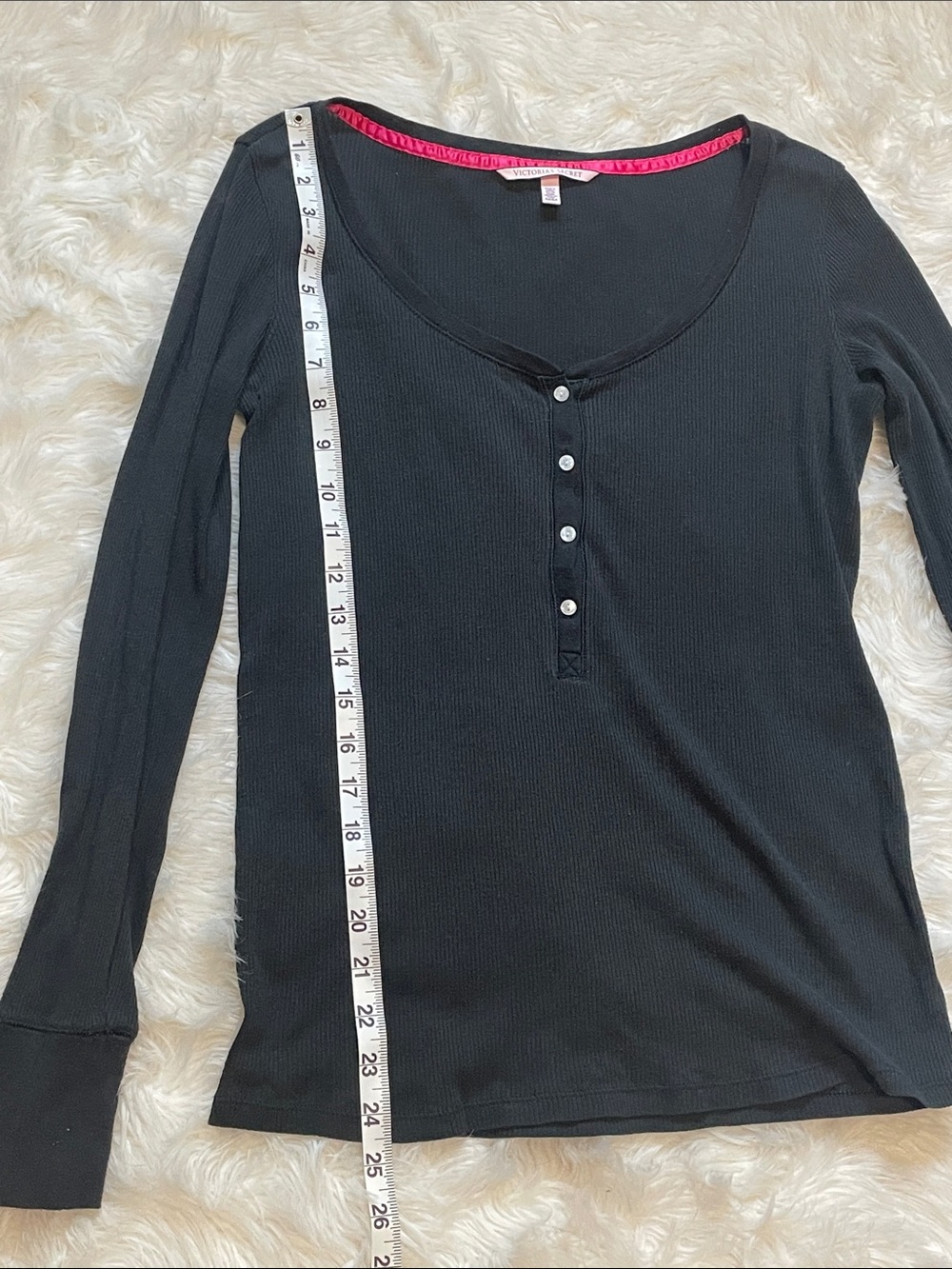 Victoria's Secret Black Long-Sleeve Sleep Henley Medium - Picture 8 of 14